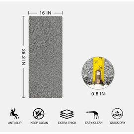 Nonslip Bathtub Mat, Anti Slip Bath Mat 0.6" Extra Thick, Quick Dry Bath Tub Anti Slip Shower Mat, Loofah Non-Slip Bath Mat for Tub Bathroom Pool Kitchen Entryway Home Hotel(Grey 16x39)