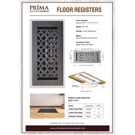 Prima Decorative - Cast Aluminum Floor Register 4" X 10" (White)