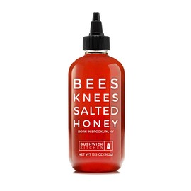 Bushwick Kitchen Bees Knees Salted Honey, Gourmet Wildflower Honey Infused with Sea Salt, 13.5 Ounce Bottle