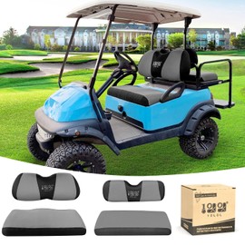 10L0L 4 Passenger Golf Cart Seat Covers, Front Rear Seat Cover Set for Yamaha G29 Drive, Club Car Precedent and Club Car DS Model, Made of 3D Air Mesh Polyester Fabric Breathable Washable - Grey