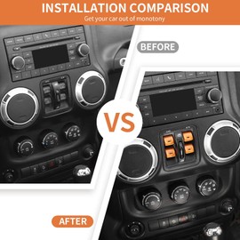 SQQP for JK Aluminium Center Console Window Switch Button Cover Compatible with 2012-2017 Jeep Wrangler JK JKU(Orange)