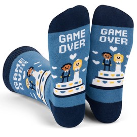 Lavley - Calcetines divertidos de boda, regalos para novio, novia, padrinos de boda, damas de honor y fiesta nupcial, Calcetines Game Over (1 par), Talla única