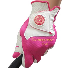 Copper Tech Women's Golf Gloves with Ball Marker - Ladies Golf Gloves with 100% AAA Synthetic Leather - Wrist Support & Breathability - Golf Gloves Left Handed Golfer (Hand Orientation: Right)