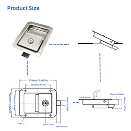 2 Pack Stainless Door Lock Heavy Duty Flush Mount Handle Latch for Trailer Toolbox RV Handle Latch with Gasket Keys