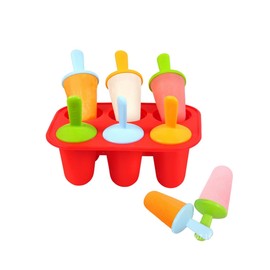 uvbwsSilicone popsicle molds- silicone molds - ice pop mold - popsicle molds with sticks- children's popsicle molds with 6 color reusable sticks (Red)