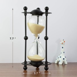 QIRLOEU 15 Minute Sand Timer, Hour Glass with Sand, Vintage Metal Hourglass Timer for Home, Office, Desk Decor, Unique Sand Clock Gifts (Apricot)