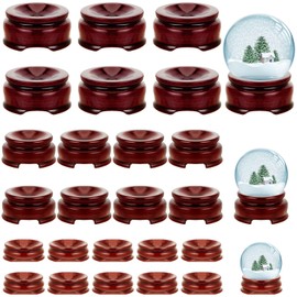 Taiyin 24 Pcs 3 Size Sphere Stands for Display Crystal, Crystal Holder Wood Egg Ball Stand Stone Rock Display for Home Decor Gemstone, Dark Red, 1.2/ 1.4/ 1.6 Inch