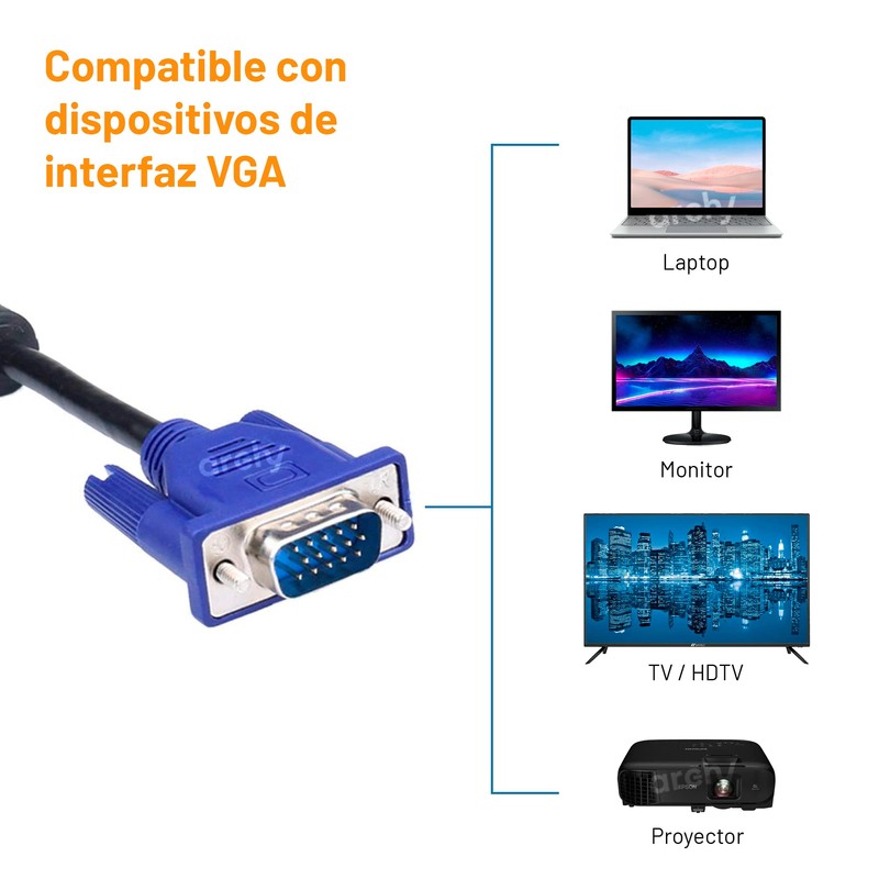 Archy Cable VGA a VGA 5 metros 1080P Macho a