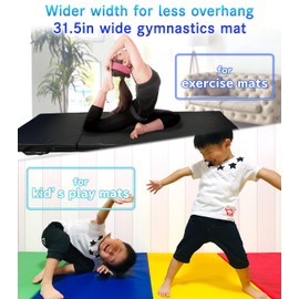 KaRaDaStyle Gymnastics Mat 4-Folding Stretch Mats 71"x31"x2" Exercise Muscle Training Children Play Horizontal Bar Mat Yoga Sports Soundproof Home Use (Beige/4-fold)