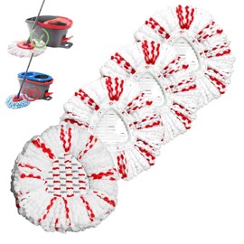 4-Pack Mop Replacement Heads Compatible with Ocedar EasyWring 1-Tank Spin System, UP 40% More Cleaning Power Mop Replace Head, Microfiber and Machine Washable Deep Cleaning Mop Refills (red)