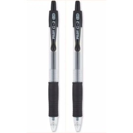 Pilot G2 Retractable Gel Ball Pen 0.38mm Ultra Fine Black 2/Pk Office School