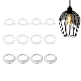 12 Pack Plastic Lampshade Reducer Rings Lampshade Ring Converters, Socket Replacement Rings Lamp Shade Reducer Ring Lamp Shade Adapter Ring Mounting Lampshade Gasket Adapters White