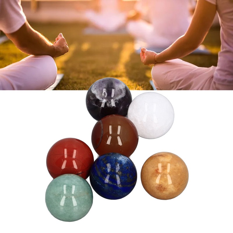 7pcs Chakra Crystal Balls Topaz Redstone Green Aventurine Lapis Lazuli