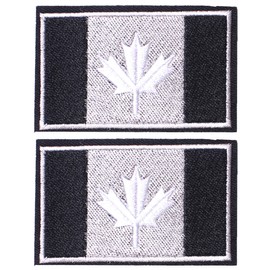 2 Pieces Canada Flag Patches, Tactical Tags Morale National Emblem Patch for Travel Backpack Hats Jackets Team Uniform Black