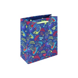 Eurowrap Video Game On Gamer Party Gift Bag With Gift Tag Happy Birthday Boy Gift Wrap Occasion Present Medium
