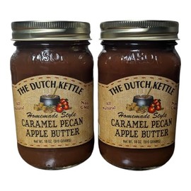 The Dutch Kettle Amish Homemade Jam & Jelly – Two Pack (18 oz Jars) – Non-GMO, Preservative-Free, Traditional Recipe – Multiple Flavors Available (Caramel Peacan Apple Butter)