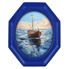 SIMON'S SHOP Picture Frames 8x10 Oval Picture Frames for Tabletop and Wall Hanging Blue Photo Frame 8x10