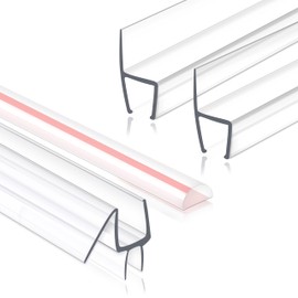 Jgeuyer Frameless Shower Door Seal Set, 4 Pack x 39" HDM Glass Shower Door Bottom Seal Side Seal Strip Door Sweep for 3/8" Glass, Ultra-Clear Polycarbonate, Stop Shower Leaks Create A Water Barrier