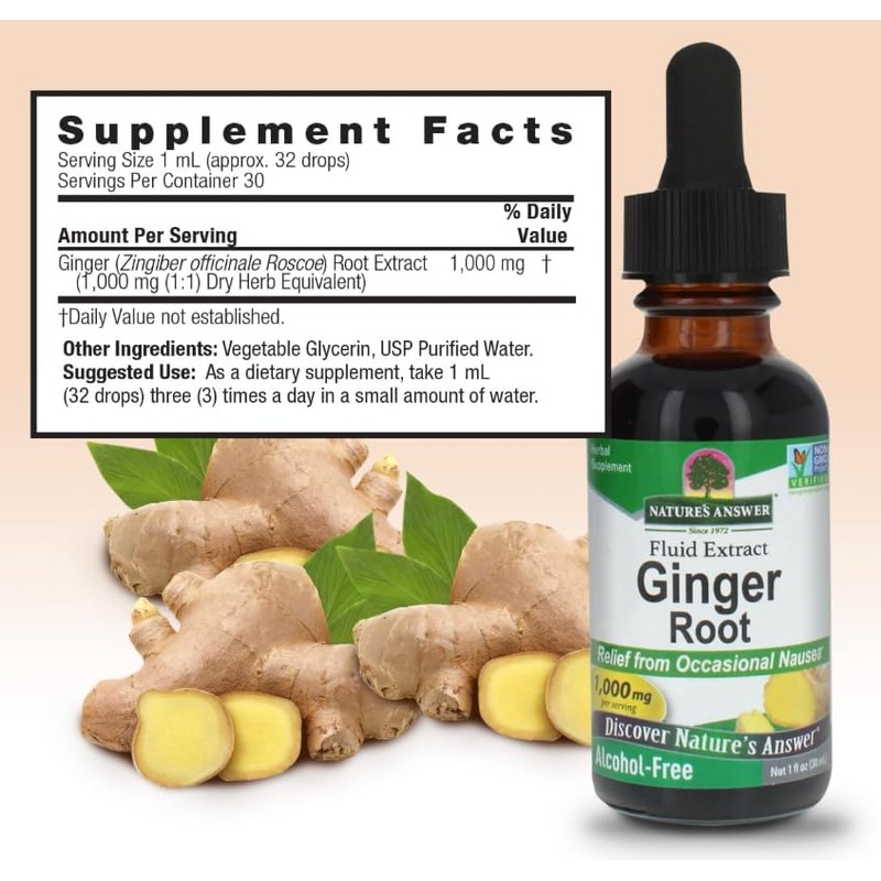 Natural's Answer Ginger Root Drops, 1000mg, Alcohol-Free, 30 ml