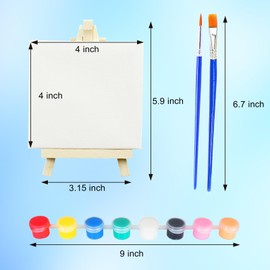 Merkaunis 120 Pcs Mini Canvas Painting Set Includes 4x4 Inch Mini Canvas,Mini Easel,Paint Brushes,Acrylic Paint,Mini Canvas and Easel Mini Art Painting Set for Painting for Kids Adults Painting Gift