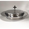 Silver Polished Steel Communion Bread Tray Plate W/Cover for Churches,Stackable