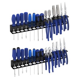 iCHKED Screwdriver Organizer Wall Mount, Screw Driver Holder,Metal Plier Rack Utility Tool Rack Organizers and Storage Rack for Garage Workshop Workbench Tool Chest Cart (2 PCS)