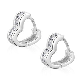 925 Sterling Silver Heart Earrings Small Hoop Earrings for Women Hypoallergenic Lightweight Cubic Zirconia Small Huggie Hoops Earrings for Women Trendy