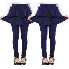 RieKet Girls School Uniform Pants Warm Stretchy Athletic Leggings with Skirt 2-14 Years Navy Blue 2 Pack 2-3T