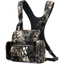 Binocular Harness Chest Pack: Waterproof Bino Case with Rangefinder Pocket for Hunting Birdwatching and Hiking - Color: Camo