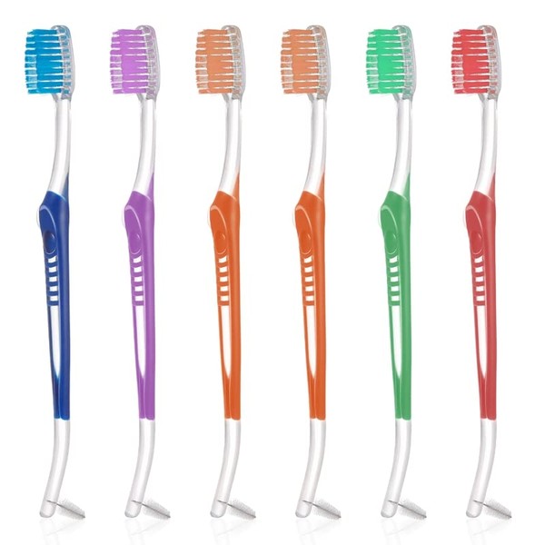 umorismo 6 Pcs Toothbrushes for Braces, Double Ended Orthodontic Toothbrushes Manual Toothbrushes for Teenage Adults, Cleaning Ortho Braces Teeth Bridges