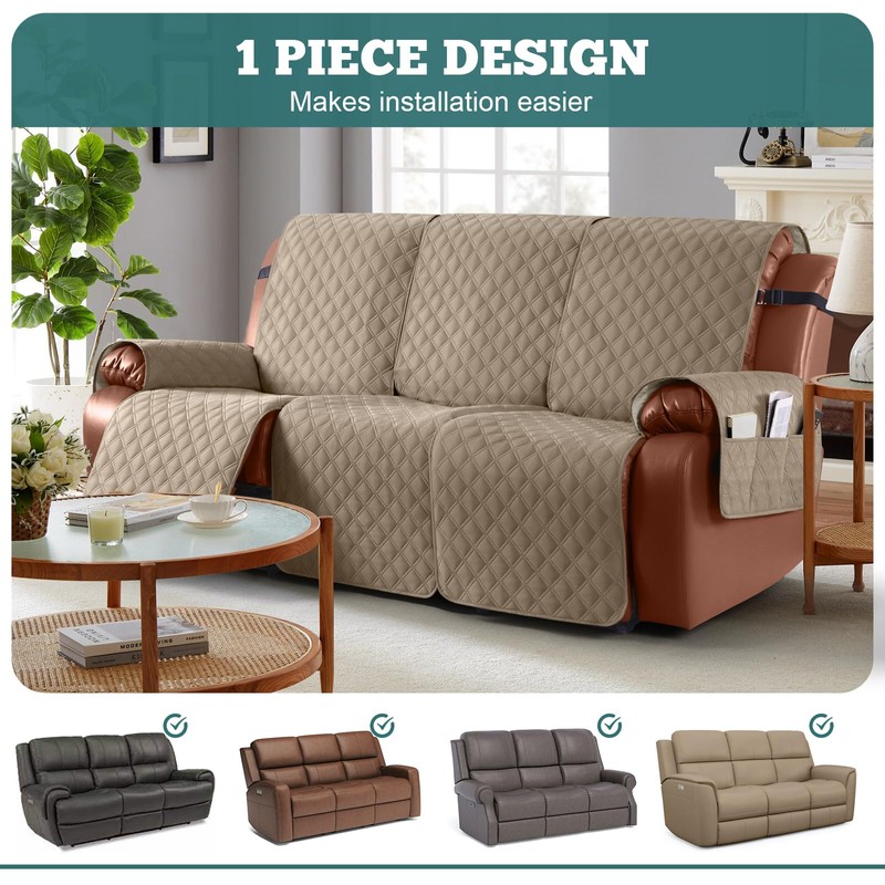 Ruaozz Waterproof Recliner Couch Covers 1-Piece Sofa Covers Washable Recliner