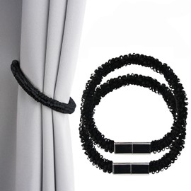 Pangogogo Simple and Elegant Curtain Tiebacks, Strong Easy to Assemble, Tiebacks for Curtains, Beautiful Decorative Magnetic Tie Backs (2, A-Black)