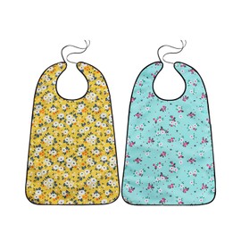 Tosiyoi Nursing Apron, For The Elderly, Meal Apron, Large, Satin Fabric, Waterproof, Oil-proof, Catch Pocket, Unisex, 2-Disc C