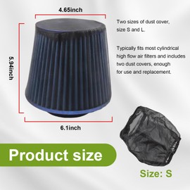 Dickno - 2 fundas de filtro de aire para coche, a prueba de polvo, filtro de aire frío, filtro de aire para automóviles para filtros de entrada de aire de alto flujo, accesorios universales para