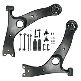 KAX KAX Front Lower Control Arm w/Ball Joint + Tie Rod End Links + Sway Bar End Link Fit for 2001-2005 Toy-ota Rav4 2002 2003 2004 Suspension Kit K640212 K640213 14pc