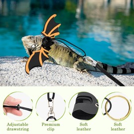 Koonafy Bearded Dragon Sling Carrier with Harness and Leash, Lizard Backpack Carrier Portable Travel Pet Reptile Small Animal Training Leashes for Bearded Dragon, Lizard, Gecko (Bearded dragon)