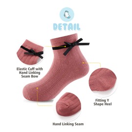 Gwenvenni Toddler Girls Socks Big Little Kids Cotton Bow Socks Low Cut 10 Pairs, 1-2T