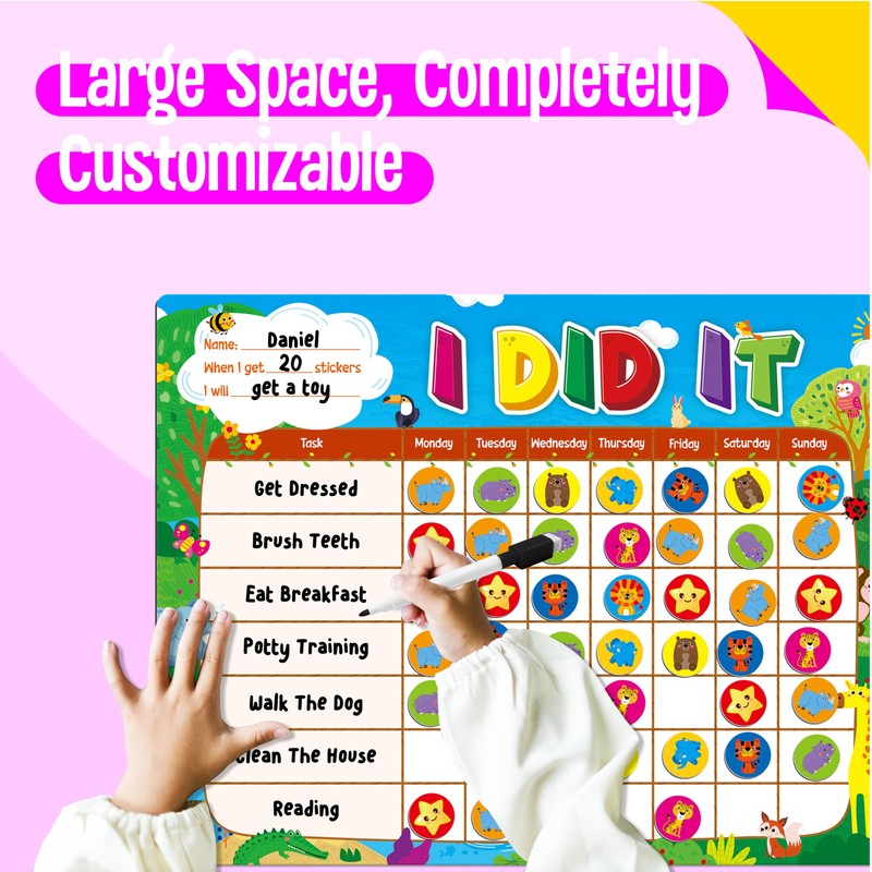 Magnetic Reward Chart, Dry Erase Task Board-One Chart & 72