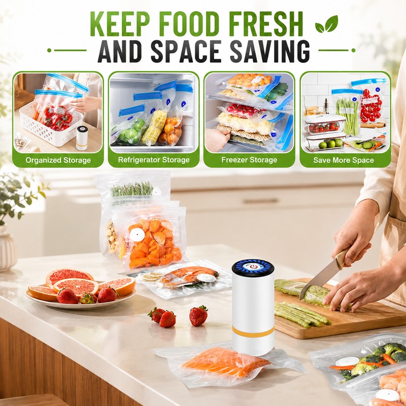 Rechargeable Vacuum Sealer Pump for Food Storage – Automatic Handheld