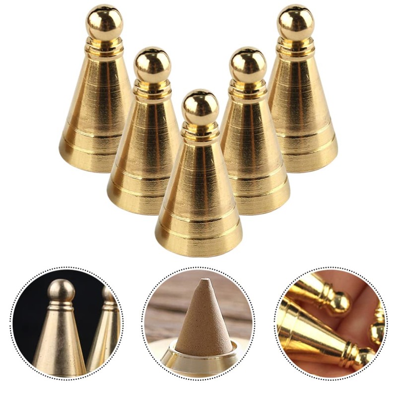 Brass Incense Cone Mold Kit - 5Pcs Golden Cone Incense