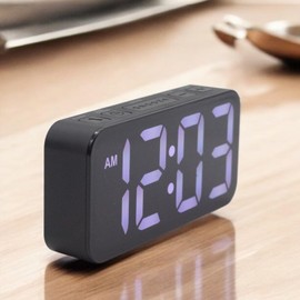 Digital Alarm Clock with Colour Changing Display, 13 Display Modes, 3 Alarm Volumes, USB-C Charging Port (BLACK)