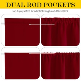 NICETOWN Sidelight French Door Blackout Curtain Thermal Insulated Christmas Window Treatment Curtain for Narrow Glass Door Rod Pocket with Tieback 25 inch by 64 inch, Burgundy, 1 Panel
