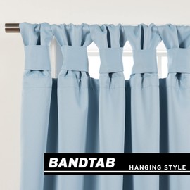 Best Home Fashion Thermal Insulated Blackout Bandtab/Knotted Tab Curtains -SkyBlue - 52" W X 96" L