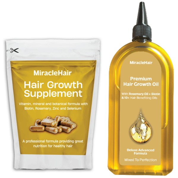 Premium Hair Growth Oil XL 170ml + Hair Supplement -