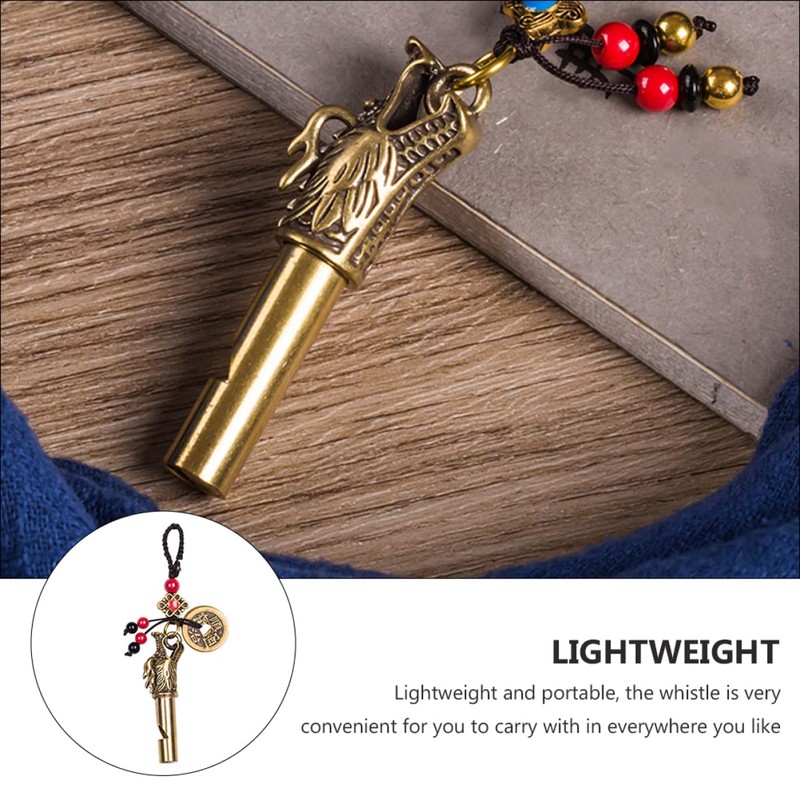 KOMBIUDA Elegant Keychain Pendant Whistle Brass Outdoor Survival Tool Dragon