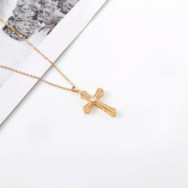 LLIYSOUN Cross Necklaces for Women Jewelry Necklaces for Women 16K Gold Plated Cross Pendant CN17