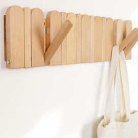 KYIAANY Wall Coat Rack for Entryway: Wooden Modern Heavy Duty 8 Hooks 21.6'' Retractable Wall Mounted for Boho Home Decor Hallway Bathroom Bedroom for Hanging Jacket Towel Backpack Bag