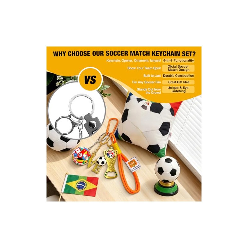 Soccer Fan Keychain Set - 4PCS Global Ball Ornaments