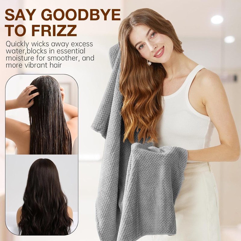 Eyeleaf Microfiber Hair Drying Towels, 100 x 60cm, 2 Pack,