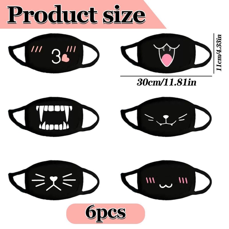 Pack of 6 Cute Masks, Dust Masks, Creative Pattern Masks,